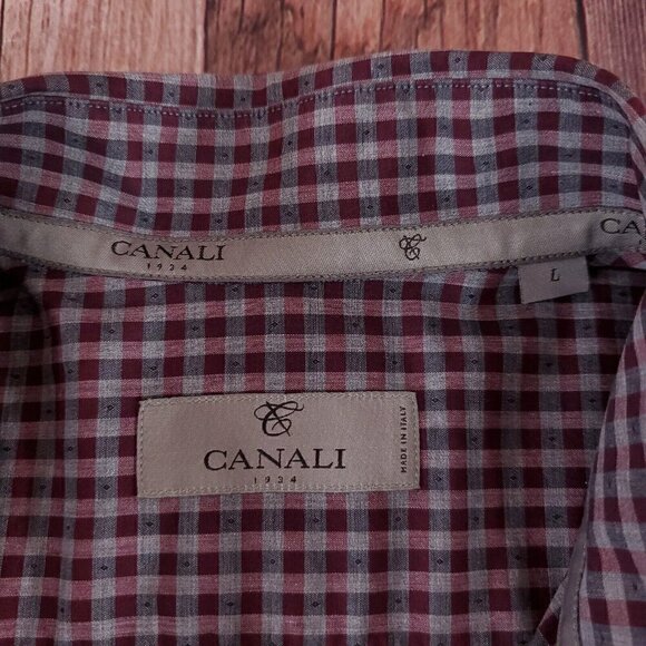Canali 1934 Mens Large Plaid  Cotton Long Sleeve Button Down Shirt Made In Italy - Picture 9 of 14